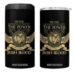 Never Underestimate The Power Of Irish Women 4 in 1 Can Cooler Tumbler TS09 One Size: 16 oz Black Print Your Wear