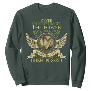 Never Underestimate The Power Of Irish Women Sweatshirt TS09 Dark Forest Green Print Your Wear