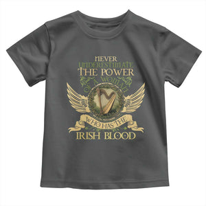 Never Underestimate The Power Of Irish Women Toddler T Shirt TS09 Dark Heather Print Your Wear