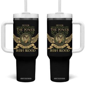 Never Underestimate The Power Of Irish Women Tumbler With Handle TS09 One Size: 40 oz Black Print Your Wear