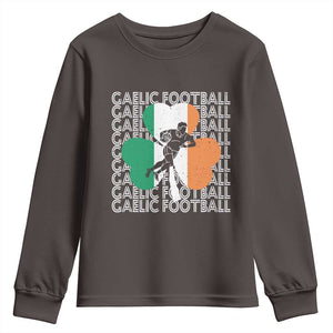 Gaelic Football Youth Sweatshirt Irish Flag Shamrock TS09 Dark Chocolate Print Your Wear