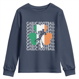 Gaelic Football Youth Sweatshirt Irish Flag Shamrock TS09 Navy Print Your Wear