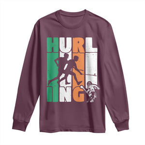 Irish Hurling Hurler Long Sleeve Shirt TS09 Maroon Print Your Wear