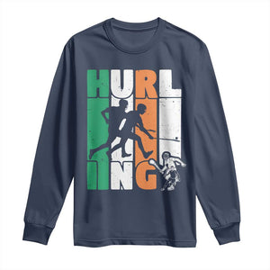 Irish Hurling Hurler Long Sleeve Shirt TS09 Navy Print Your Wear