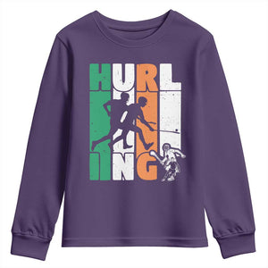 Irish Hurling Hurler Youth Sweatshirt TS09 Purple Print Your Wear