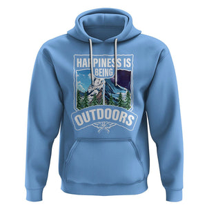 Funny Camping Hoodie Happiness Is Being Outdoor TS09 Carolina Blue Printyourwear