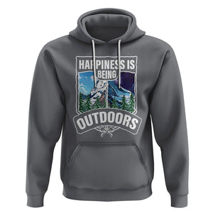 Funny Camping Hoodie Happiness Is Being Outdoor TS09 Charcoal Printyourwear