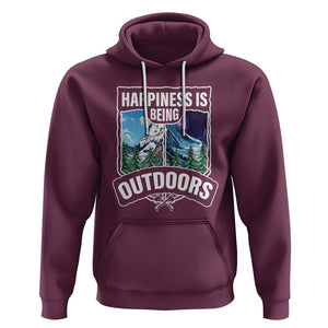 Funny Camping Hoodie Happiness Is Being Outdoor TS09 Maroon Printyourwear