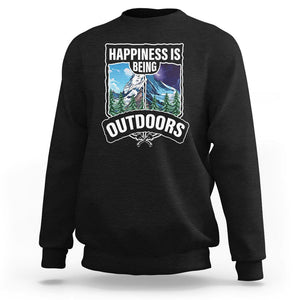 Funny Camping Sweatshirt Happiness Is Being Outdoor TS09 Black Printyourwear