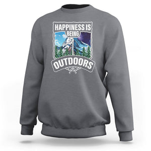 Funny Camping Sweatshirt Happiness Is Being Outdoor TS09 Charcoal Printyourwear
