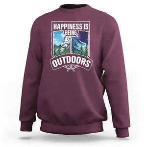 Funny Camping Sweatshirt Happiness Is Being Outdoor TS09 Maroon Printyourwear