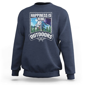 Funny Camping Sweatshirt Happiness Is Being Outdoor TS09 Navy Printyourwear