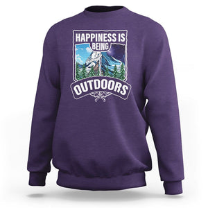 Funny Camping Sweatshirt Happiness Is Being Outdoor TS09 Purple Printyourwear