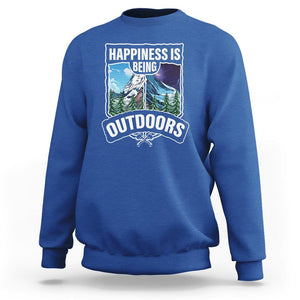 Funny Camping Sweatshirt Happiness Is Being Outdoor TS09 Royal Blue Printyourwear