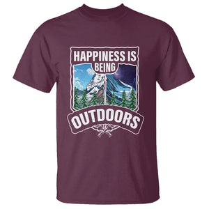 Funny Camping T Shirt Happiness Is Being Outdoor TS09 Maroon Printyourwear