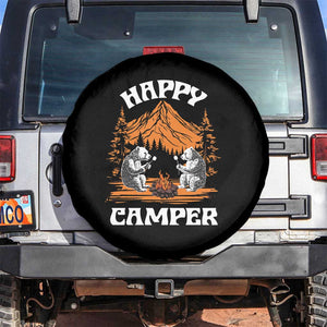 Camping Spare Tire Cover Happy Camper Funny Bear Campfire TS09 No hole Black Print Your Wear