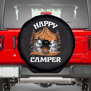 Camping Spare Tire Cover Happy Camper Funny Bear Campfire TS09 Black Print Your Wear