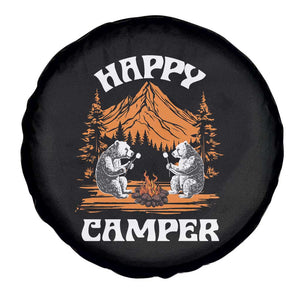 Camping Spare Tire Cover Happy Camper Funny Bear Campfire TS09 Print Your Wear
