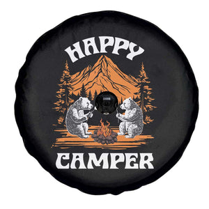 Camping Spare Tire Cover Happy Camper Funny Bear Campfire TS09 Print Your Wear