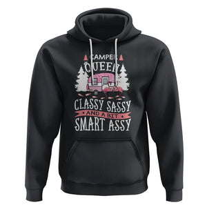 Funny Camping Hoodie Camper Queen Classy Sassy And A Bit Smart Assy Flamingo TS09 Black Printyourwear