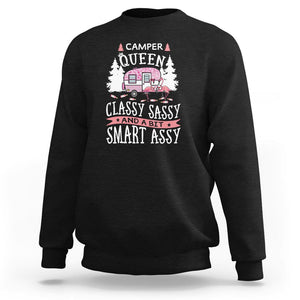 Funny Camping Sweatshirt Camper Queen Classy Sassy And A Bit Smart Assy Flamingo TS09 Black Printyourwear