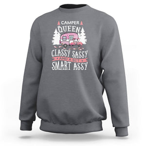Funny Camping Sweatshirt Camper Queen Classy Sassy And A Bit Smart Assy Flamingo TS09 Charcoal Printyourwear