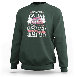 Funny Camping Sweatshirt Camper Queen Classy Sassy And A Bit Smart Assy Flamingo TS09 Dark Forest Green Printyourwear