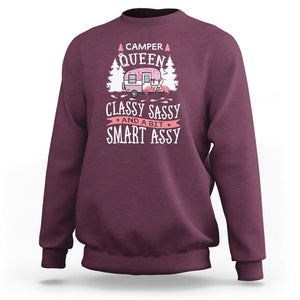 Funny Camping Sweatshirt Camper Queen Classy Sassy And A Bit Smart Assy Flamingo TS09 Maroon Printyourwear