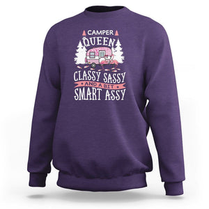 Funny Camping Sweatshirt Camper Queen Classy Sassy And A Bit Smart Assy Flamingo TS09 Purple Printyourwear