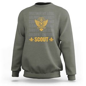 Scouting Sweatshirt America Flag Scouting Law Camping Outdoor Adventure TS09 Military Green Printyourwear