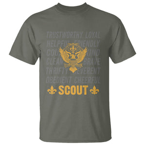 Scouting T Shirt America Flag Scouting Law Camping Outdoor Adventure TS09 Military Green Printyourwear
