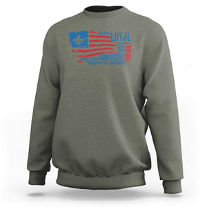 Scouting Sweatshirt America Flag Scouting Law Camping Outdoor Adventure TS09 Military Green Printyourwear