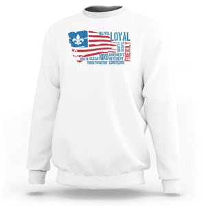 Scouting Sweatshirt America Flag Scouting Law Camping Outdoor Adventure TS09 White Printyourwear