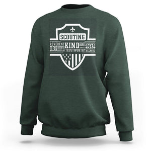 Scouting Sweatshirt America Flag Scouting Law Camping Outdoor Adventure TS09 Dark Forest Green Printyourwear