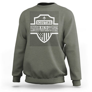 Scouting Sweatshirt America Flag Scouting Law Camping Outdoor Adventure TS09 Military Green Printyourwear