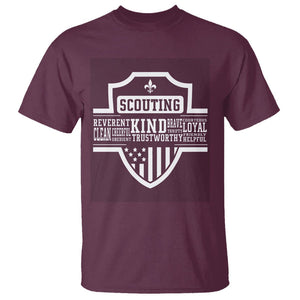 Scouting T Shirt America Flag Scouting Law Camping Outdoor Adventure TS09 Maroon Printyourwear