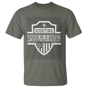 Scouting T Shirt America Flag Scouting Law Camping Outdoor Adventure TS09 Military Green Printyourwear