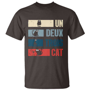 French Cat Lover T Shirt Un Deux Trois Funny Cats TS09 Dark Chocolate Print Your Wear