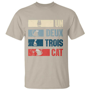 French Cat Lover T Shirt Un Deux Trois Funny Cats TS09 Sand Print Your Wear