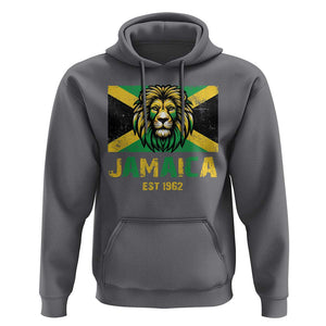 Jamaican Independence EST 1962 Jamaica Flag Lion Hoodie TS09 Charcoal Print Your Wear