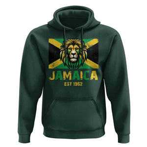 Jamaican Independence EST 1962 Jamaica Flag Lion Hoodie TS09 Dark Forest Green Print Your Wear