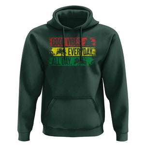 Jamaica Reggae Lover Hoodie Good Vibes Everyday All Day TS09 Dark Forest Green Print Your Wear