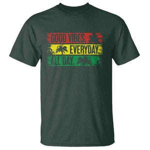 Jamaica Reggae Lover T Shirt Good Vibes Everyday All Day TS09 Dark Forest Green Print Your Wear