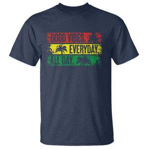 Jamaica Reggae Lover T Shirt Good Vibes Everyday All Day TS09 Navy Print Your Wear