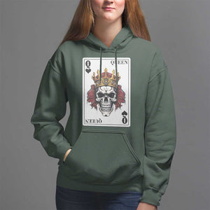 Poker Hoodie Couple Matching - 2/2 Card Queen Skull TS09 Dark Forest Green Print Your Wear