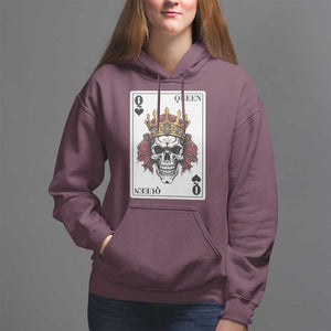 Poker Hoodie Couple Matching - 2/2 Card Queen Skull TS09 Maroon Print Your Wear