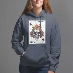 Poker Hoodie Couple Matching - 2/2 Card Queen Skull TS09 Navy Print Your Wear