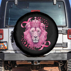 Breast Cancer Awareness Pink Lion Warrior Spare Tire Cover TS09 No hole Black Print Your Wear