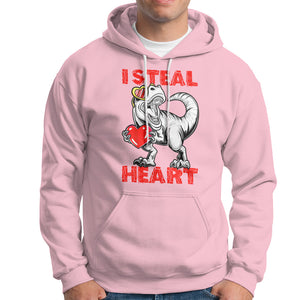 Valentine's Day Hoodie Dinosaur I Steal Hearts Kid Boy Men Lover TS09 Light Pink Printyourwear