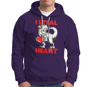 Valentine's Day Hoodie Dinosaur I Steal Hearts Kid Boy Men Lover TS09 Purple Printyourwear